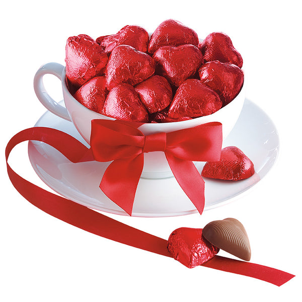 Milk Chocolate Red Foil HEARTS – 8 OZ