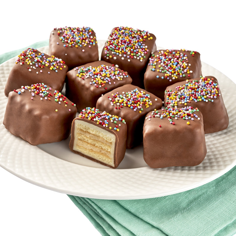 Milk Birthday Cake Petits Fours – 12 PC – Bissinger's Handcrafted